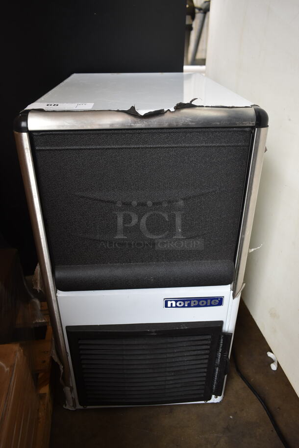 BRAND NEW SCRATCH AND DENT! Norpole NPCIM90B Stainless Steel Commercial Undercounter Self Contained Ice Machine. 115 Volts, 1 Phase. - Image 1 of 5