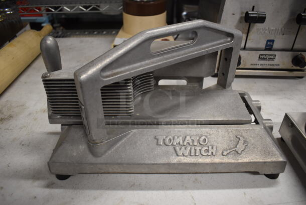 Tomato Witch Metal Countertop Tomato Slicer w/ 2 Nemco 466-1 Tomato Slicer Blades. 8x16x8 - Image 2 of 7