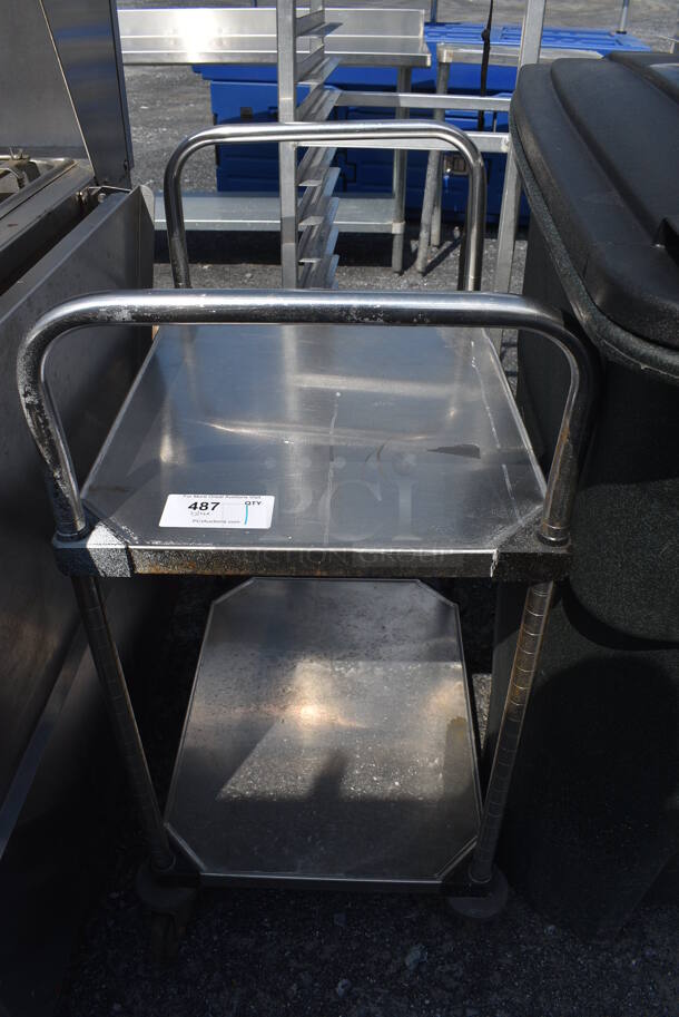 Metal 2 Tier Cart on Commercial Casters. 25x18x38
