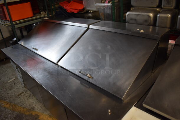 2014 True TSSU-72-30M-B-ST Stainless Steel Commercial Sandwich Salad Prep Table Bain Marie Mega Top on Commercial Casters. 115 Volts, 1 Phase. 72x34x45. Tested and Working! - Image 2 of 9