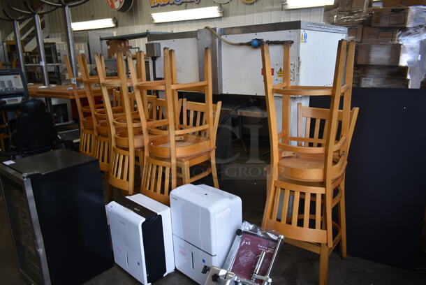22 Wood Pattern Bar Height Chairs w/ Vertical Back Rest Bars. 22 Times Your Bid! - Image 2 of 5