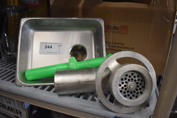 LIKE NEW! Avantco 177MX20GRNDR Meat Grinder Attachment for #12 Hub w/ Tray and Poly Pusher. 7x12x10 - Image 2 of 4