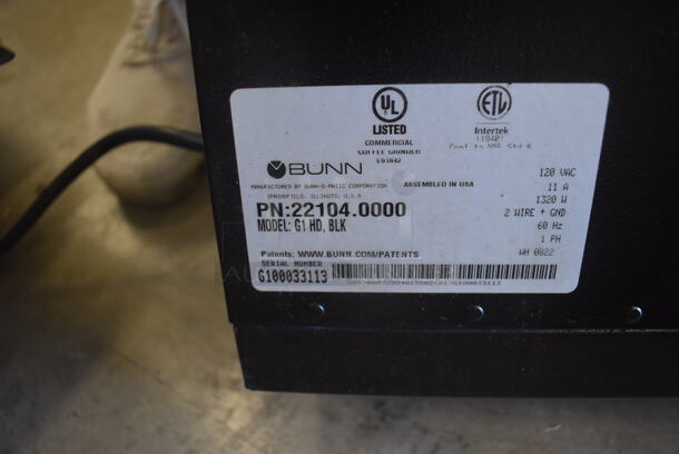 LIKE NEW AND USED A FEW TIMES! 2022 BUNN G1 HD Black Coffee Bean Grinder. 120 Volts 1 Phase. Tested and Working! - Image 5 of 6