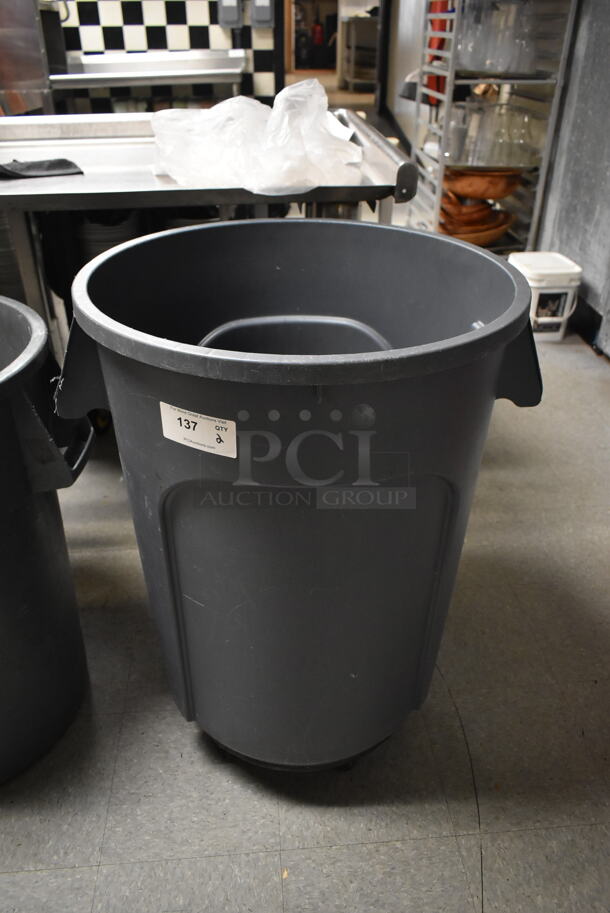 2 Gray Poly Trash Cans w/ 1 Dolly. 2 Times Your Bid! (dish room) - Image 3 of 5