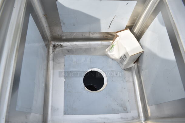 BRAND NEW SCRATCH AND DENT! Regency 600S31515 54" 16-Gauge Stainless Steel Three Compartment Commercial Sink with Galvanized Steel Legs and without Drainboards - 15" x 15" x 12" Bowls. No Legs.  - Image 5 of 6