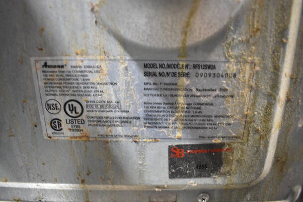 Amana RFS12SW2A Stainless Steel Commercial Countertop Microwave Oven. 120 Volts, 1 Phase.   - Image 4 of 5