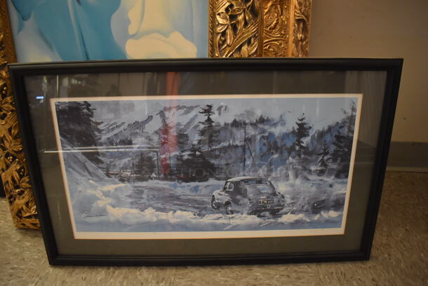 Framed Picture of Porsche 356 1300 Coupe Driving Through Snow. - Image 1 of 6
