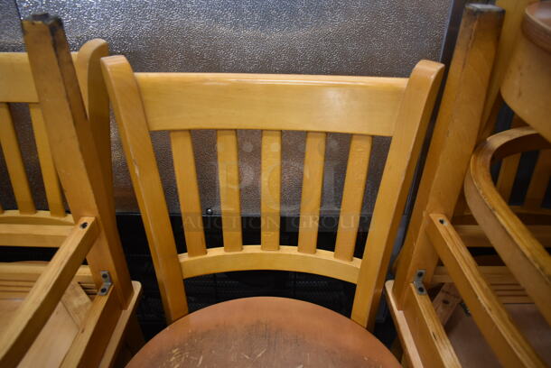 20 Wood Pattern Dining Height Chairs w/ Vertical Back Rest Bars. 20 Times Your Bid! - Image 4 of 4