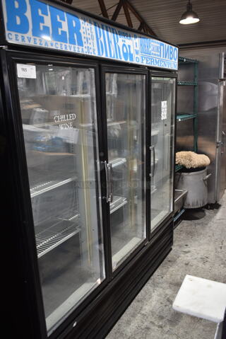 Turbo Air TGM-72RSB Metal Commercial 3 Door Reach In Cooler Merchandiser w/ Poly Coated Racks. 115 Volts, 1 Phase. Tested and Powers On But Does Not Get Cold