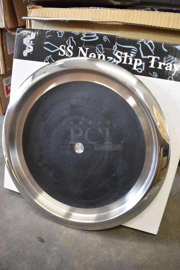 10 BRAND NEW IN BOX! Stainless Steel Non Slip Round Trays. 14x14x1.5. 10 18000 - Image 2 of 4