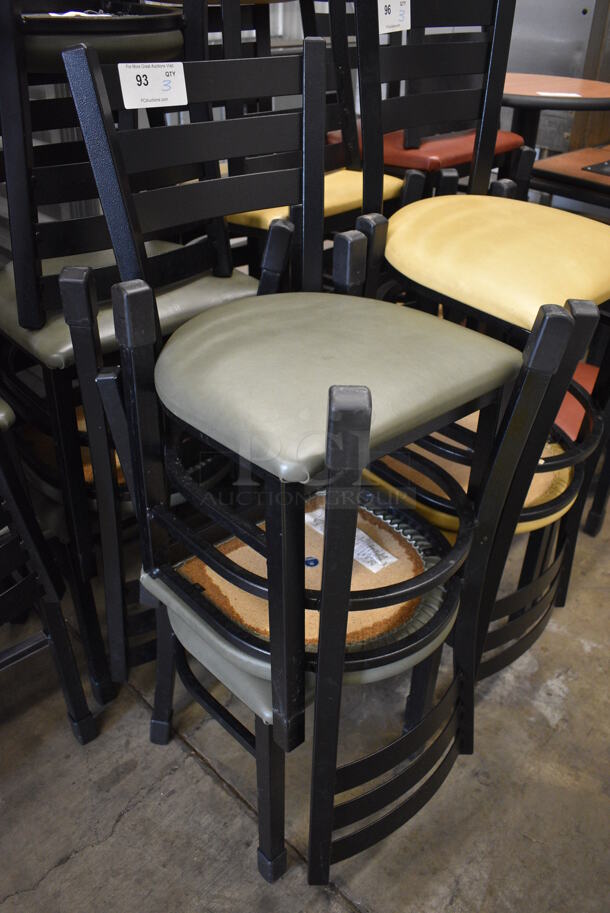 4 Black Metal Dining Height Chairs w/ Green Seat Cushions. Stock Picture - Cosmetic Condition May Vary. 17x16x32. 4 Times Your Bid! - Image 2 of 3