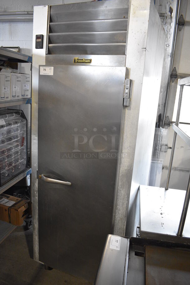 Traulsen Model G12010 Stainless Steel Commercial Single Door Reach In Freezer w/ Poly Coated Racks on Commercial Casters. 115 Volts, 1 Phase. 30x34x83. Tested and Powers On But Temps at 56 Degrees - Image 2 of 6