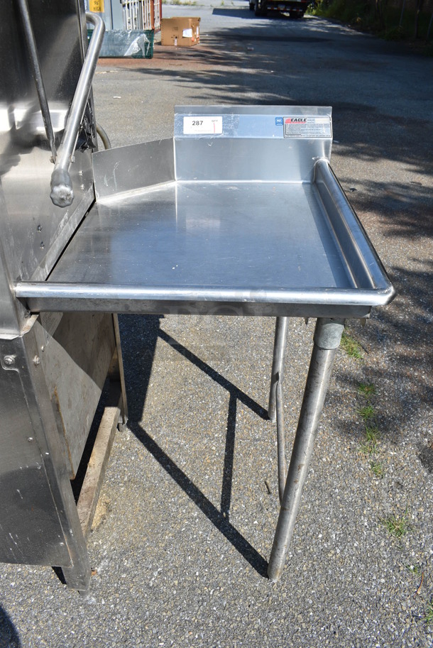 Eagle Stainless Steel Commercial Right Side Clean Side Dishwasher Table. Goes GREAT w/ Items 288 and 289! 24x30x42.5