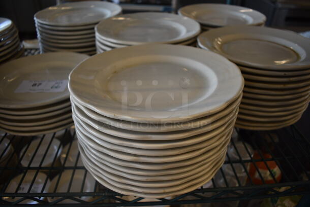66 White Ceramic Plates. 9.5x9.5x1. 66 Times Your Bid!