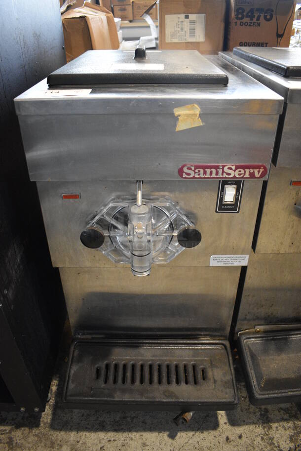 SaniServ Model W4011EL Stainless Steel Commercial Countertop Air Cooled Single Flavor Soft Serve Ice Cream Machine. 208-230 Volts, 1 Phase. 17x28x33