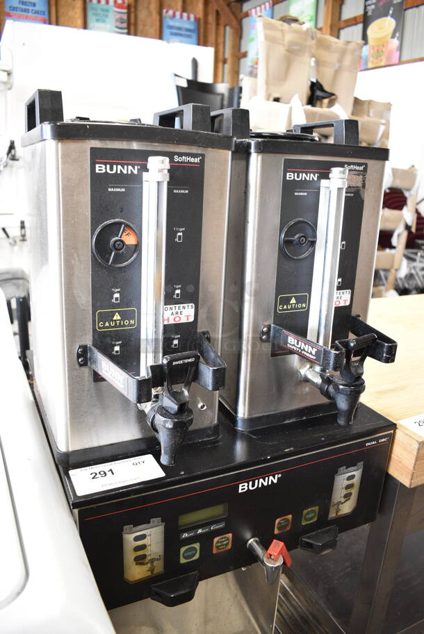 2015 Bunn DUAL SH DBC Stainless Steel Commercial Dual Coffee Machine w/ Hot Water Dispenser, 2 Satellite Servers and 2 Metal Brew Baskets. 120/208-240 Volts, 1 Phase.  - Image 5 of 8