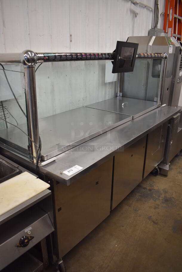 Beverage Air SPE72HC-30M Stainless Steel Commercial Prep Table w/ Sneeze Guard on Commercial Casters. 115 Volts, 1 Phase. 72x33x60. Tested and Working! - Image 11 of 12