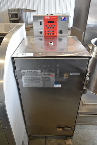 2020 CookShack SM160 Stainless Steel Commercial Floor Style Electric Powered Smoker on Commercial Casters. 110 Volts, 1 Phase. Tested and Working!