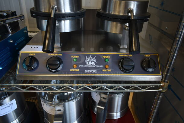 BRAND NEW SCRATCH AND DENT! 2022 Carnival King 382WCM2 Stainless Steel Commercial Countertop Double Waffle Cone Maker. 120 Volts, 1 Phase. Tested and Working! - Image 3 of 6