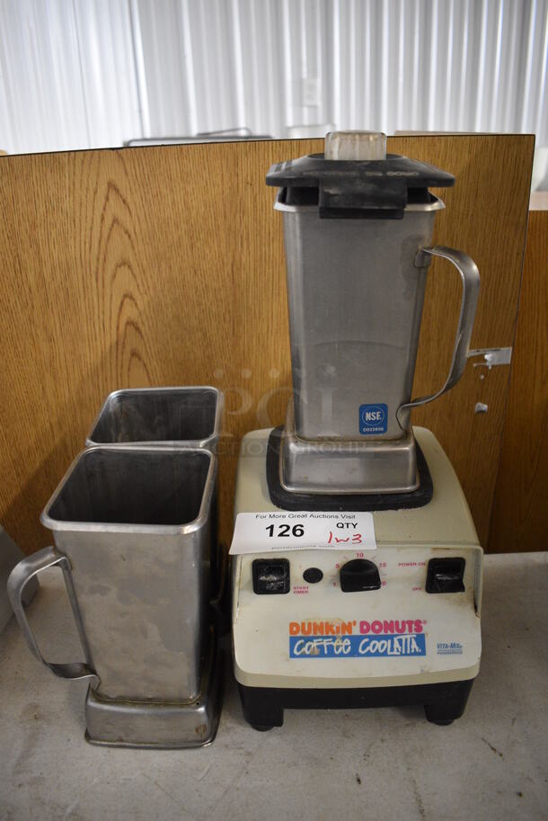Vita-Mix Model VM0100A Metal Commercial Countertop Blender w/ 3 Metal Pitchers. 120 Volts, 1 Phase. 8x9x18. Tested and Working!