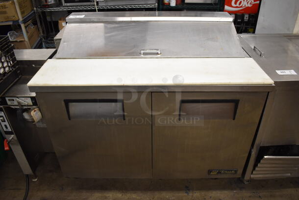 True TSSU-48-12 Stainless Steel Commercial Sandwich Salad Prep Table Bain Marie Mega Top on Commercial Casters. 115 Volts, 1 Phase. 48x30x44. Tested and Powers On But Does Not Get Cold