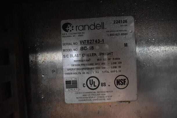2014 Randell BC-18 Stainless Steel Commercial Floor Style Blast Chiller. 115/230 Volts, 1 Phase. 39x36x72 - Image 9 of 9