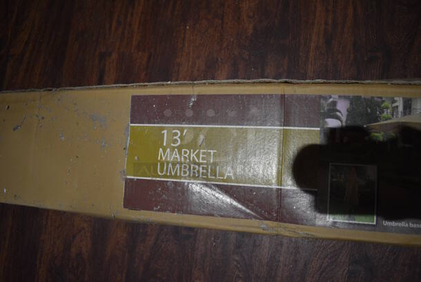 BRAND NEW IN BOX! Khaki Patio Umbrella. 13'. (lounge) - Image 4 of 5