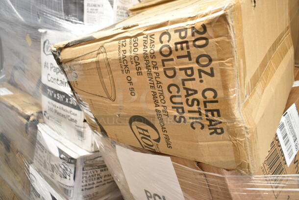PALLET LOT of 30 BRAND NEW Boxes Including 5014046XXH Lavex Pro 45 Gallon 3 Mil 40" x 46" Low Density Heavy-Duty Industrial Contractor Black Trash Bag / Can Liner - 50/Case, 127PL400 Choice PET Plastic Lid for 3.25 to 5.5 oz. Souffle Cup / Portion Cup - 2500/Case, 966TALLFLDB Choice White Tall-Fold 6" x 13" Dispenser Napkin - 8000/Case, 130TRAY12 Visions Black PET Plastic 12" Thermoform Catering / Deli Tray - 25/Case, 10020-PRM HDPE Shopping Bags, 50016W Choice 16oz White Poly Paper Hot Cup, Corrugated White Circles 12". 30 Times Your Bid! - Image 9 of 11