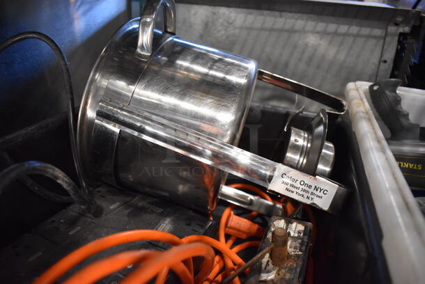 ALL ONE MONEY! Lot of Various Items Including Metal Meat Grinder Tray, Uninterruptible Power Supply and Extension Cord in Black Poly Bus Bin - Image 4 of 4