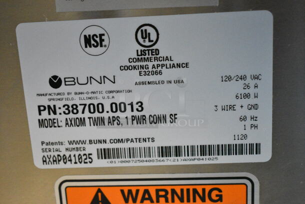 2020 Bunn AXIOM TWIN APS Stainless Steel Commercial Countertop Double Coffee Machine. 120 Volts, 1 Phase.  - Image 5 of 5