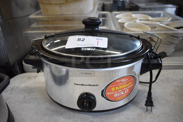 Hamilton Beach Model 33269 Metal Countertop Slow Cooker w/ Insert and Lid. 120 Volts, 1 Phase. 17x12x10
