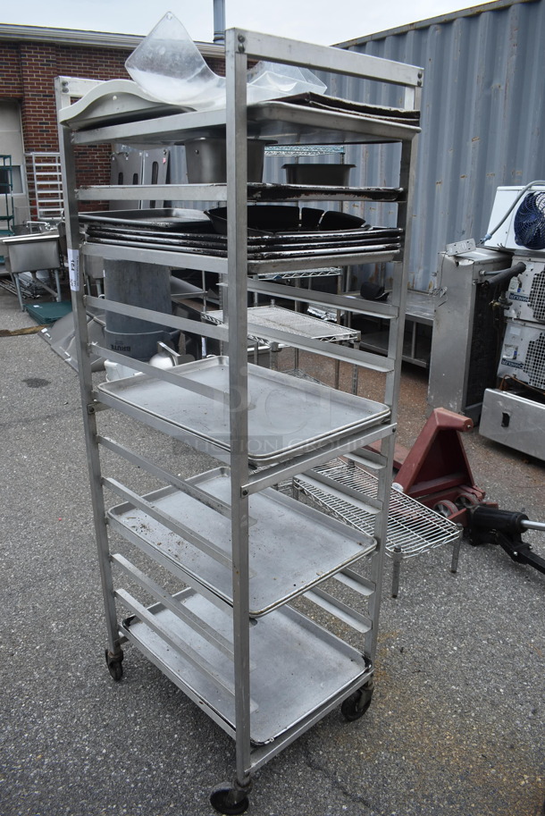 Commercial Stainless Steel Utility Cart With Steel Trays, Muffin Tins, Etc On Commercial Casters. - Image 2 of 6