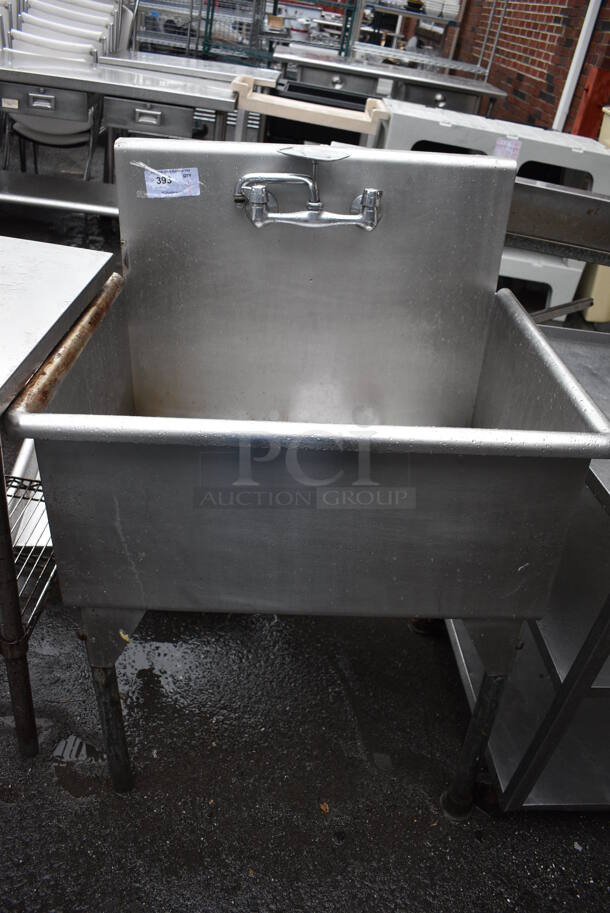 Stainless Steel Commercial Single Bay Sink w/ Faucet and Handles. 32x26x45