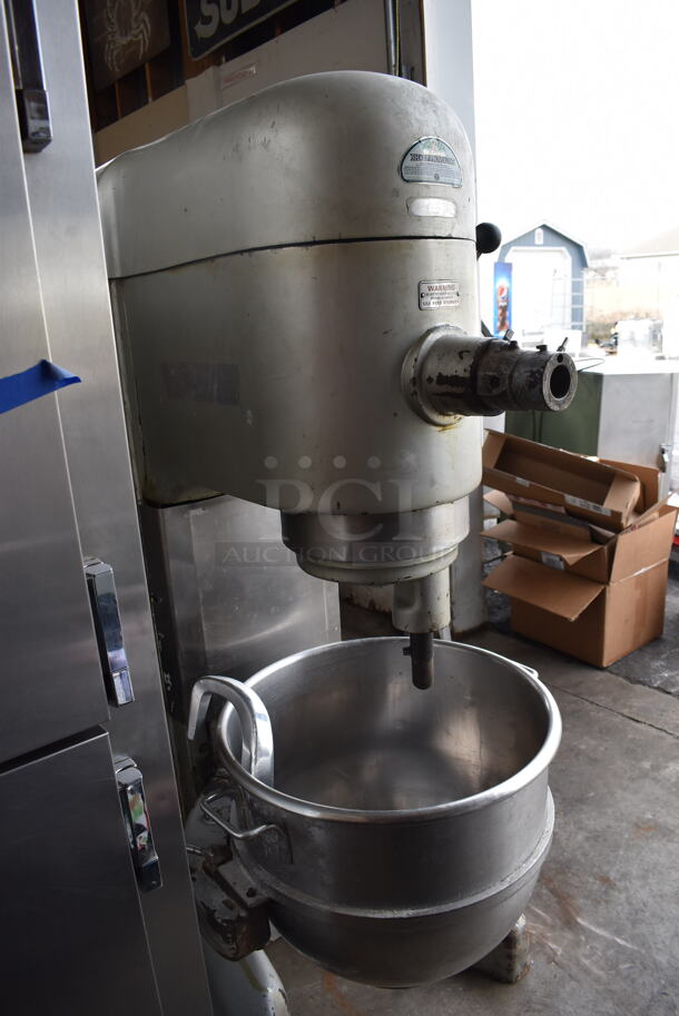 Hobart M 802 Metal Commercial Floor Style 80 Quart Planetary Dough Mixer w/ Stainless Steel Mixing Bowl and Dough Hook Attachment. 200 Volts, 3 Phase. 32x40x65 - Image 9 of 10