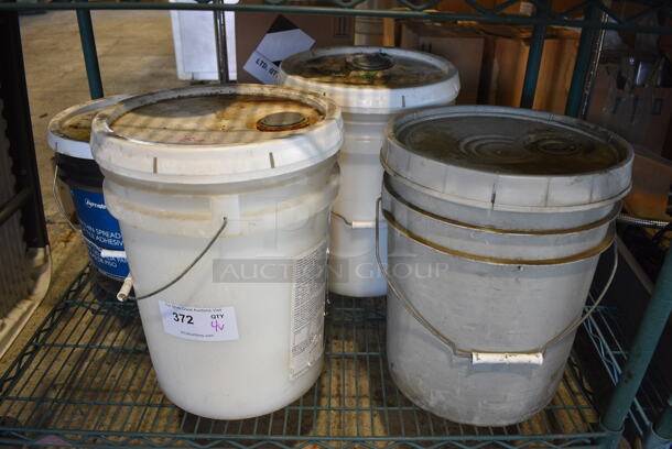 ALL ONE MONEY! Lot of 4 Barrels Including Armstrong Floor Tile Adhesive, Swisher Activate Plus