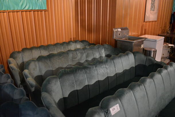 4 Blue Couches on Metal Legs. 76x29x33. 4 Times Your Bid! (lounge) - Image 5 of 5