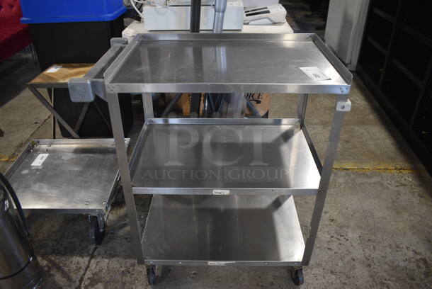 Stainless Steel 3 Tier Cart w/ Push Handle on Commercial Casters. 28x16x32