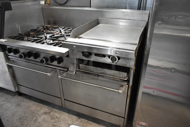 Garland X60-6R24RR Stainless Steel Commercial Propane Gas Powered 6 Burner Range w/ Right Side Flat Top Griddle and 2 Ovens. - Image 3 of 11