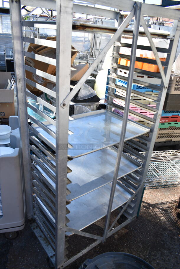 Metal Commercial Pan Transport Rack on Commercial Casters w/ 4 Metal Baking Pans.  - Image 3 of 3