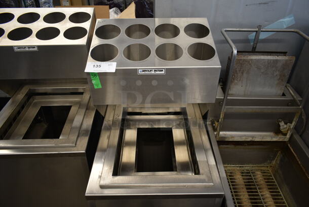 Servolift Eastern Stainless Steel Commercial Tray Return w/ 8 Cut Out Silverware Stand on Commercial Casters.  - Image 3 of 5