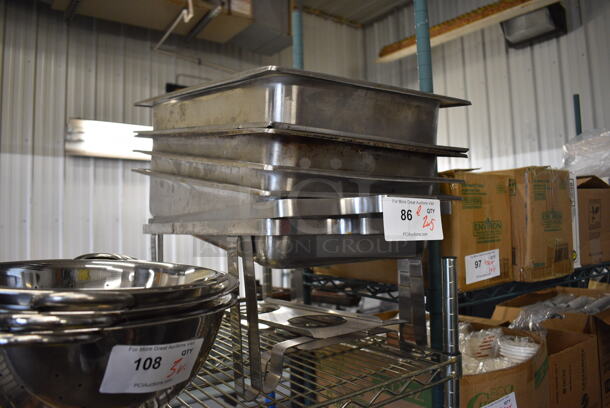ALL ONE MONEY! Lot of 2 Metal Chafing Dishes w/ 5 Drop In Bins. Includes 13x25x9