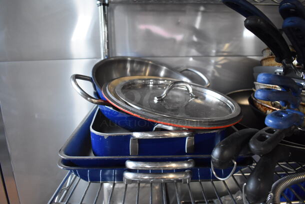 ALL ONE MONEY! Tier Lot of Various Items Including Metal Skillets, Metal Bins and Cream Pitchers - Image 2 of 6