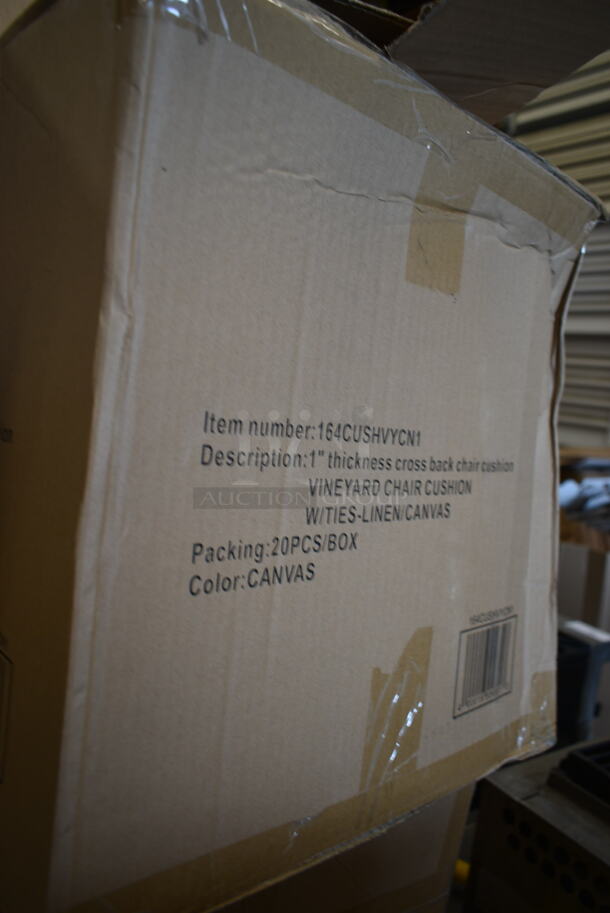 PALLET LOT of 20 BRAND NEW Boxes Including 164CUSHVYCN1 Lancaster Table & Seating Vineyard Series 1" Canvas Chair and Bar Stool Cushion with Ties, Dart 85HT3R 8" x 8" x 3" White Foam Three-Compartment Square Take Out Container with Perforated Hinged Lid - 200/Case, RNP32-162388 Pelicans Snoball Cups, 485WJ7RWH Choice 7 3/4" Jumbo White and Red Wrapped Straw - 12000/Case, Dart 12B32 12 oz. Insulated White Customizable Foam Container - 1000/Case, 245CPB20WHT White Corrugated Pizza Box. 20 Times Your Bid! - Image 2 of 12