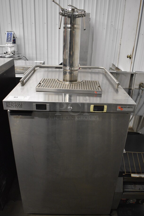 2015 Micro Matic Model MDD-23W Stainless Steel Commercial Direct Draw Kegerator w/ Beer Tower on Commercial Casters. 115 Volts, 1 Phase. 25x29x57. Tested and Working!