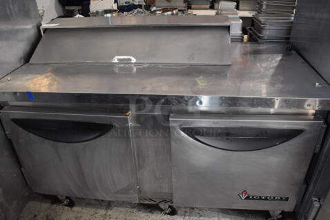 Victory VUR-60 Stainless Steel Commercial Sandwich Salad Prep Table Bain Marie Mega Top on Commercial Casters. 115 Volts, 1 Phase. 60x30x42. Tested and Working!
