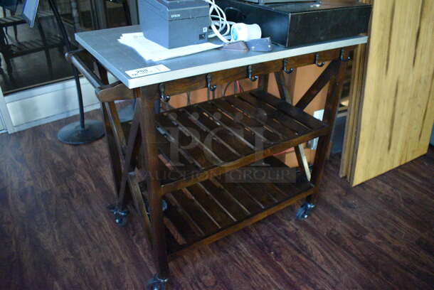Wooden Cart on Casters. Does Not Include Contents. 39x22x36. (lounge) - Image 2 of 4