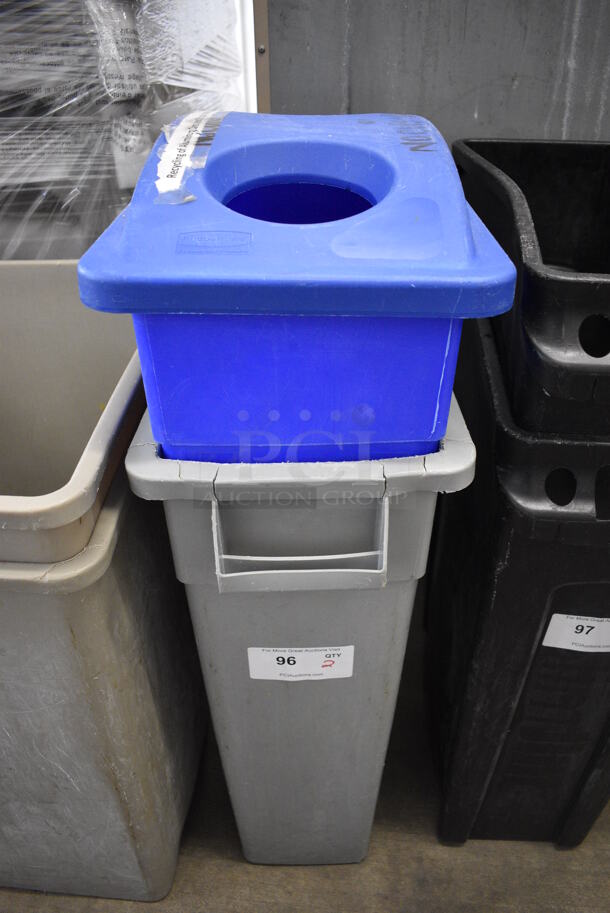 2 Poly Slim Jim Trash Cans. 11x20x30. 2 Times Your Bid! - Image 1 of 3