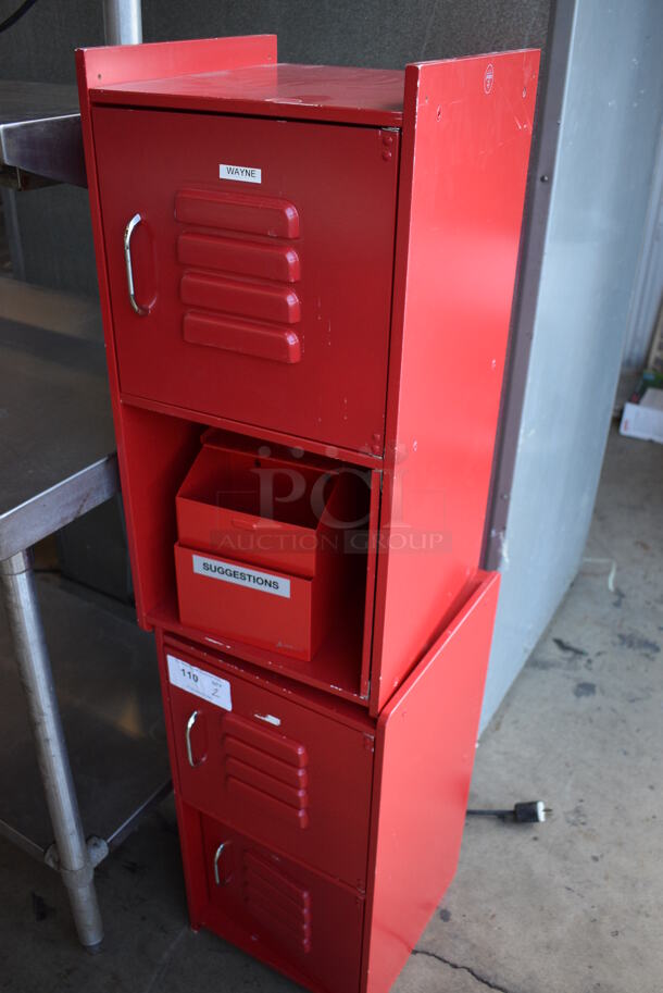 2 Red 2 Cubby Lockers. Comes w/ Suggestion Box. 13.5x14.5x27.5. 2 Times Your Bid! - Image 6 of 6
