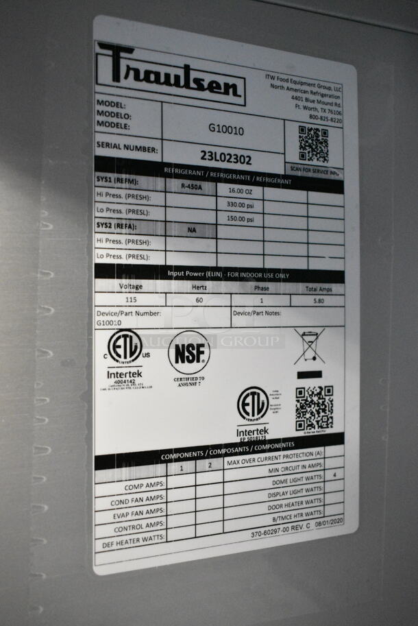 BRAND NEW SCRATCH AND DENT! 2023 Traulsen G10010 Stainless Steel Commercial Single Door Reach In Cooler w/ Poly Coated Racks on Commercial Casters. 115 Volts, 1 Phase. Tested and Working! - Image 7 of 7