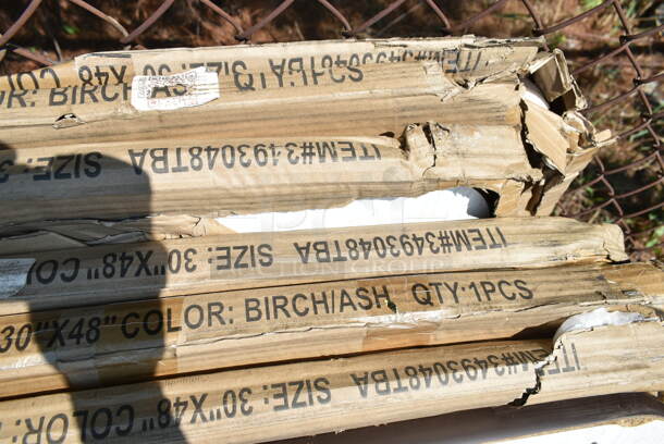 9 BRAND NEW SCRATCH AND DENT! Lancaster Table & Seating 3493048tba 30" x 48" Rectangular Reversible White Birch / Ash Laminated Table Top. See Pictures for Damage. 9 Times Your Bid!  - Image 7 of 11